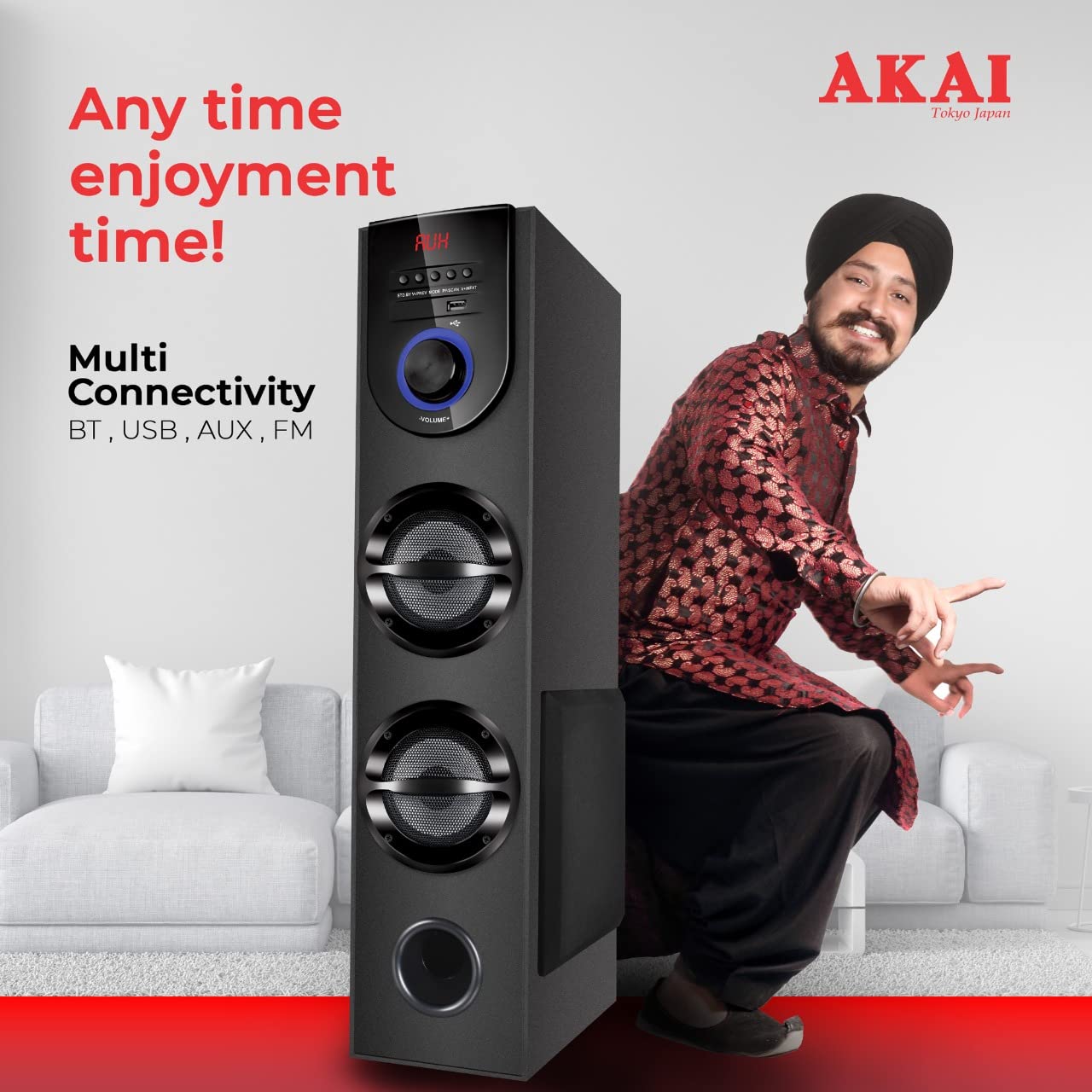 HA-TS60 60W Bluetooth Tower Speaker with Full Control Remote Led