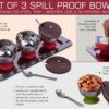 H258 – Set Of 3 Spill Proof Bowls With Stainless Steel Tray | Wooden Lids & SS Spoons Included