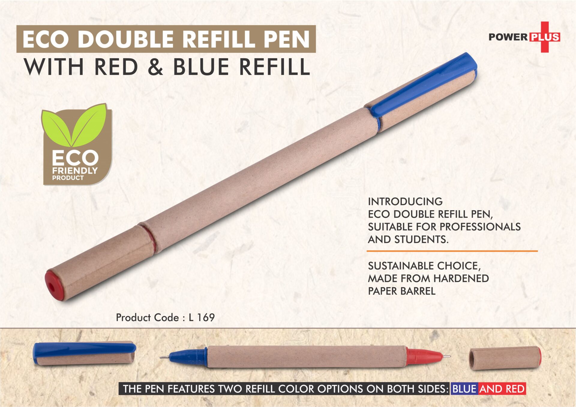 TEM-L169 – Eco Double Refill Pen With Red & Blue Refill