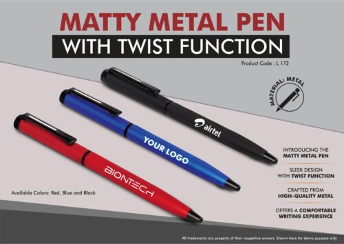 Tem-L172 – Matty Metal Pen With Twist Function