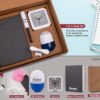 Q98 – 5 In 1 Gray Set: Mobile Fan, Keychain With Car Charger And Cable, Air Freshener (100 Gm), Glow Clock And A5 PU Notebook In Kraft Gift Box