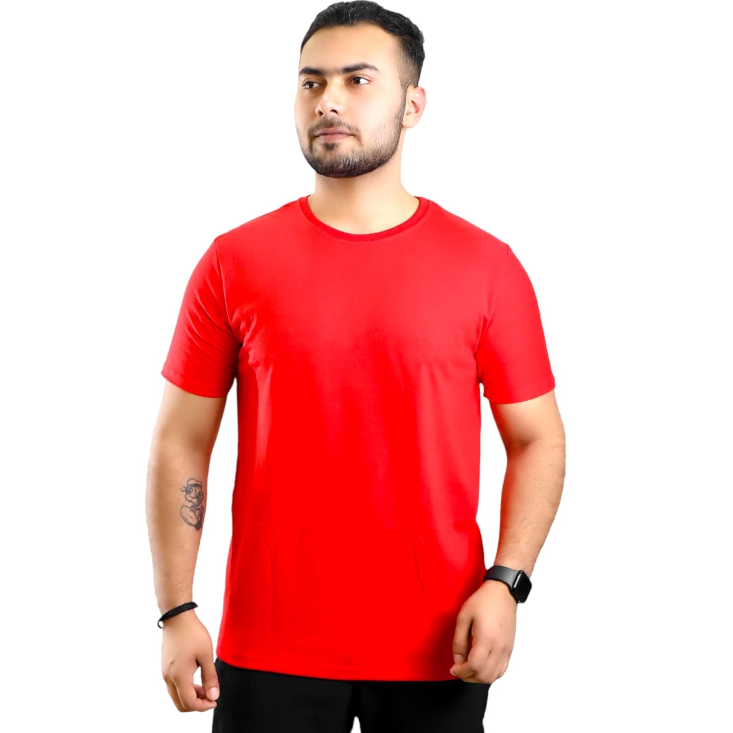 TEM Plain Cotton Round Neck Men T-Shirt