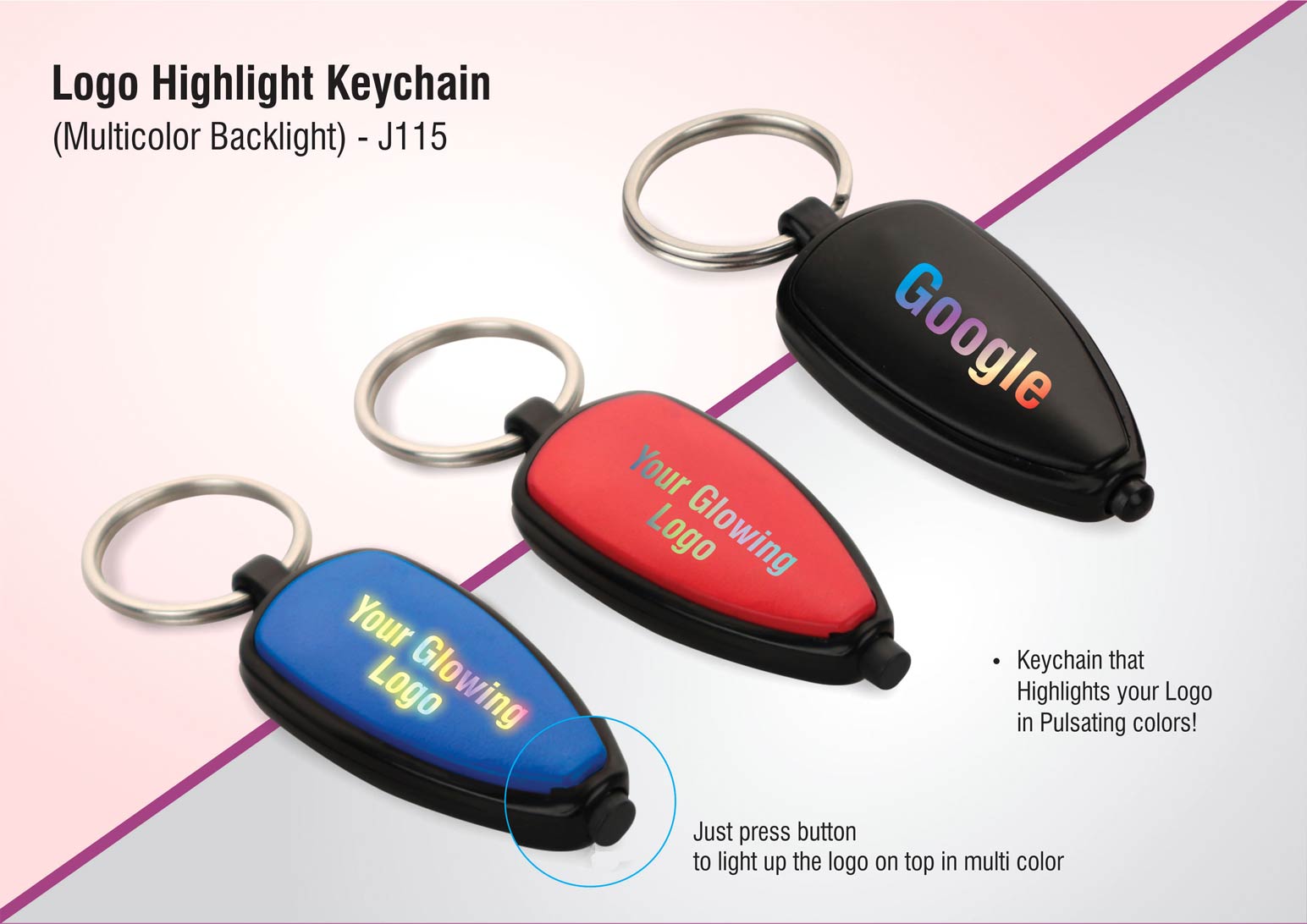 J115 – Logo Highlight Keychain (Multicolor Backlight)