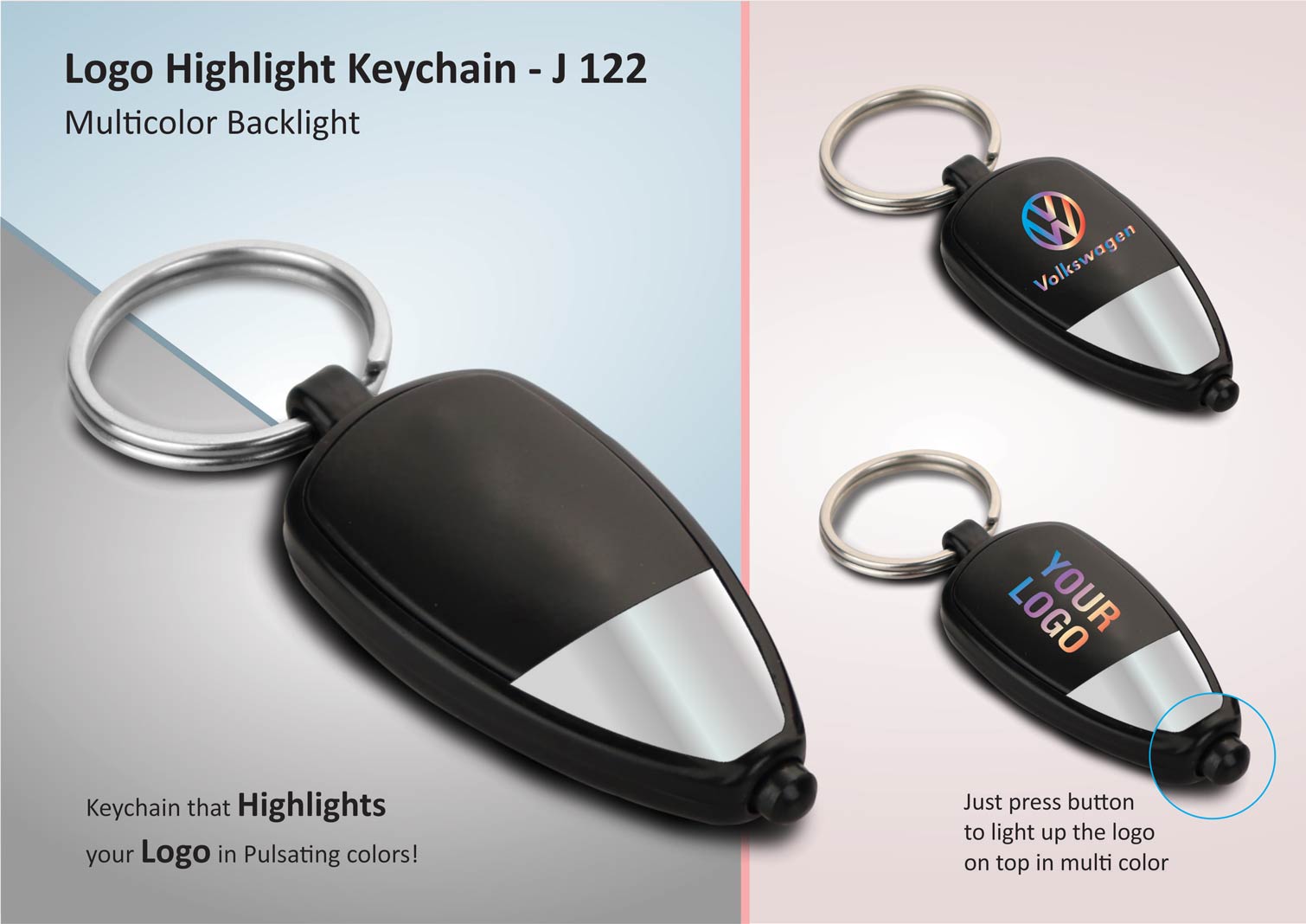 J122 – Two Tone Logo Highlight Keychain (Multicolor Backlight)