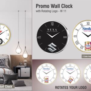 W11 – Promo Wall Clock With Rotating Logo | Branding Included MOQ 100pc